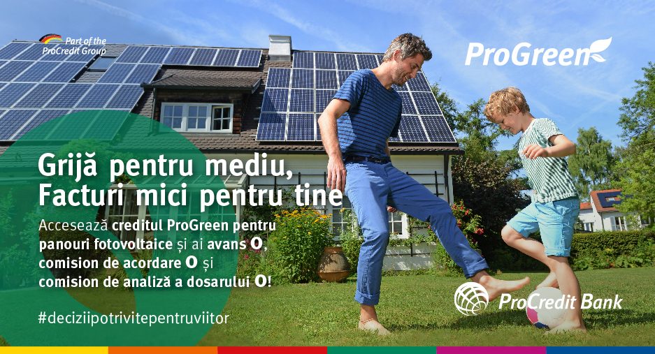 ProCredit Bank lanseaza creditul ProGreen pentru Panouri Fotovoltaice destinat persoanelor fizice